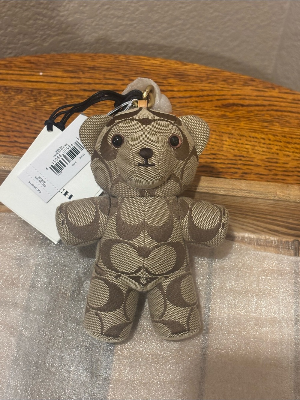 Coach Bear Signature Jacquard Bag Charm CFU40